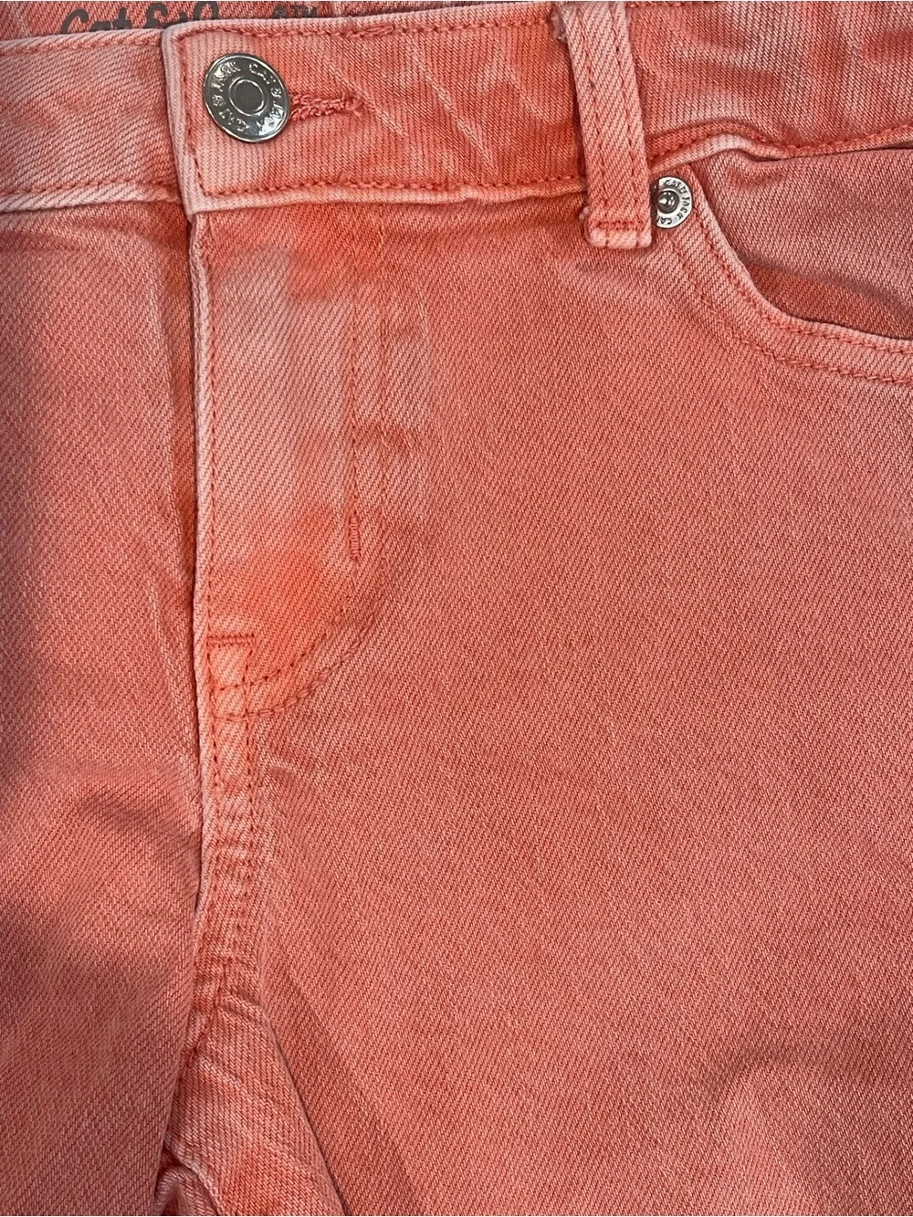 Girl's Coral Denim Frayed-Hem Shorts Size 10/12